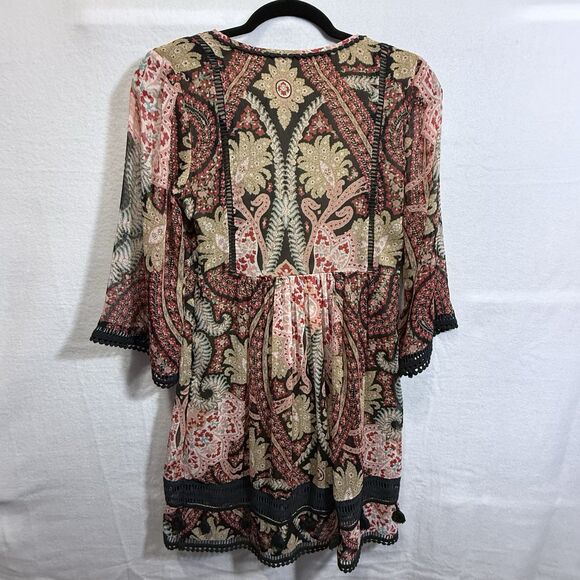 Anthropologie Ranna Gill Joss Kimono Dress Mini Paisley Boho Festival Size 4 - Picture 2 of 14
